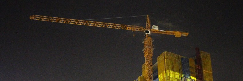 Wabash Avenue Tower Crane Corridor at night