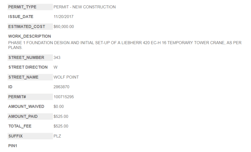 Wolf Point east tower crane permit