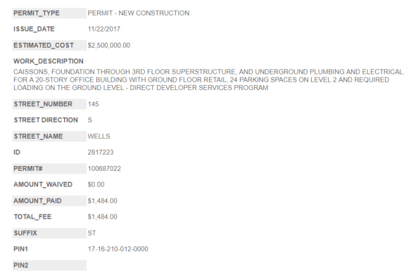 145 South Wells foundation permit