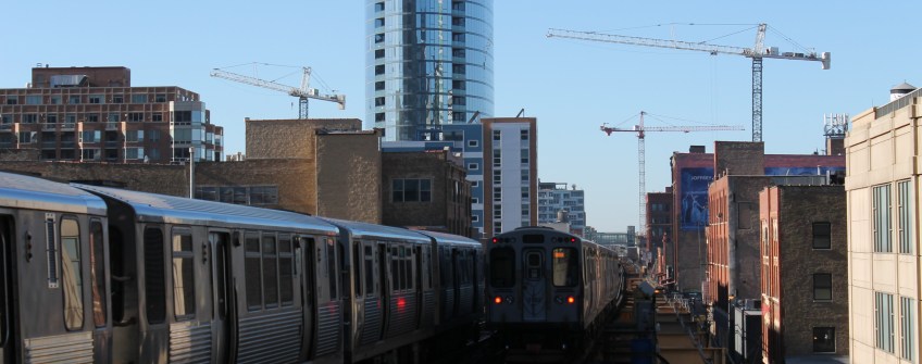 32 December Chicago tower cranes