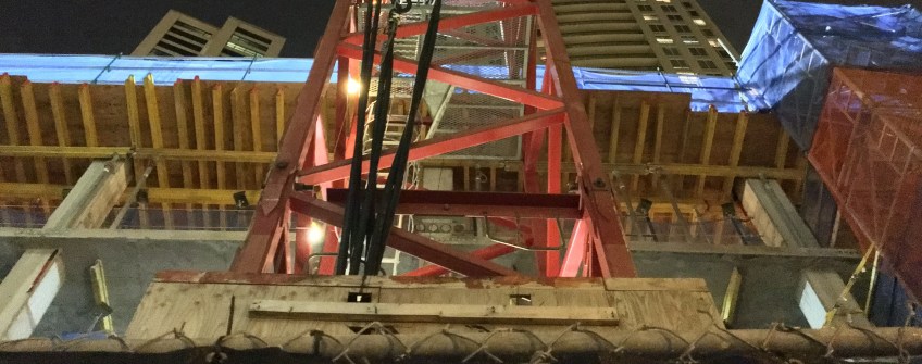 South Loop construction at night